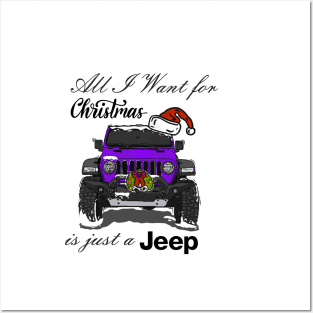 Christmas Jeep Purple Posters and Art